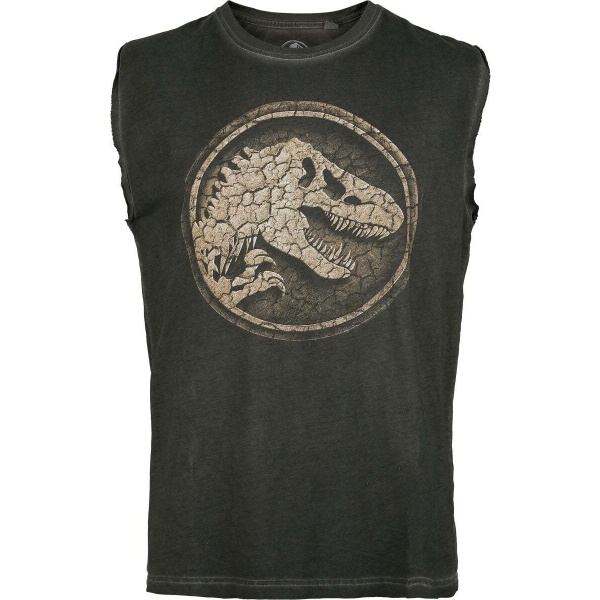 Jurassic Park Jurassic World - Cracked Earth Logo Tank top šedá - Merchstore.cz
