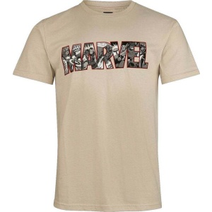 Marvel Comics Logo Heroes Tričko písková - Merchstore.cz