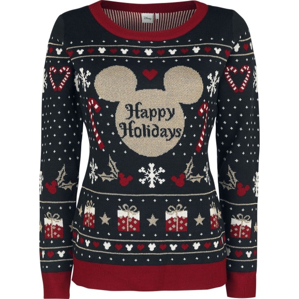 Mickey & Minnie Mouse Happy Holidays Pletený svetr vícebarevný - Merchstore.cz