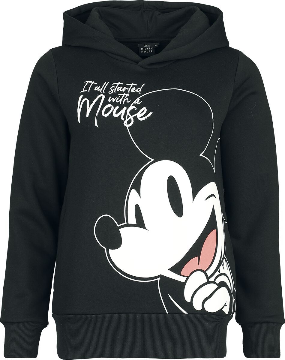 Mickey & Minnie Mouse Mickey Mouse - It all started with a mouse Dámská mikina s kapucí černá - Merchstore.cz Mickey & Minnie Mouse Mickey Mouse - It all started with a mouse Dámská mikina s kapucí černá - Merchstore.cz