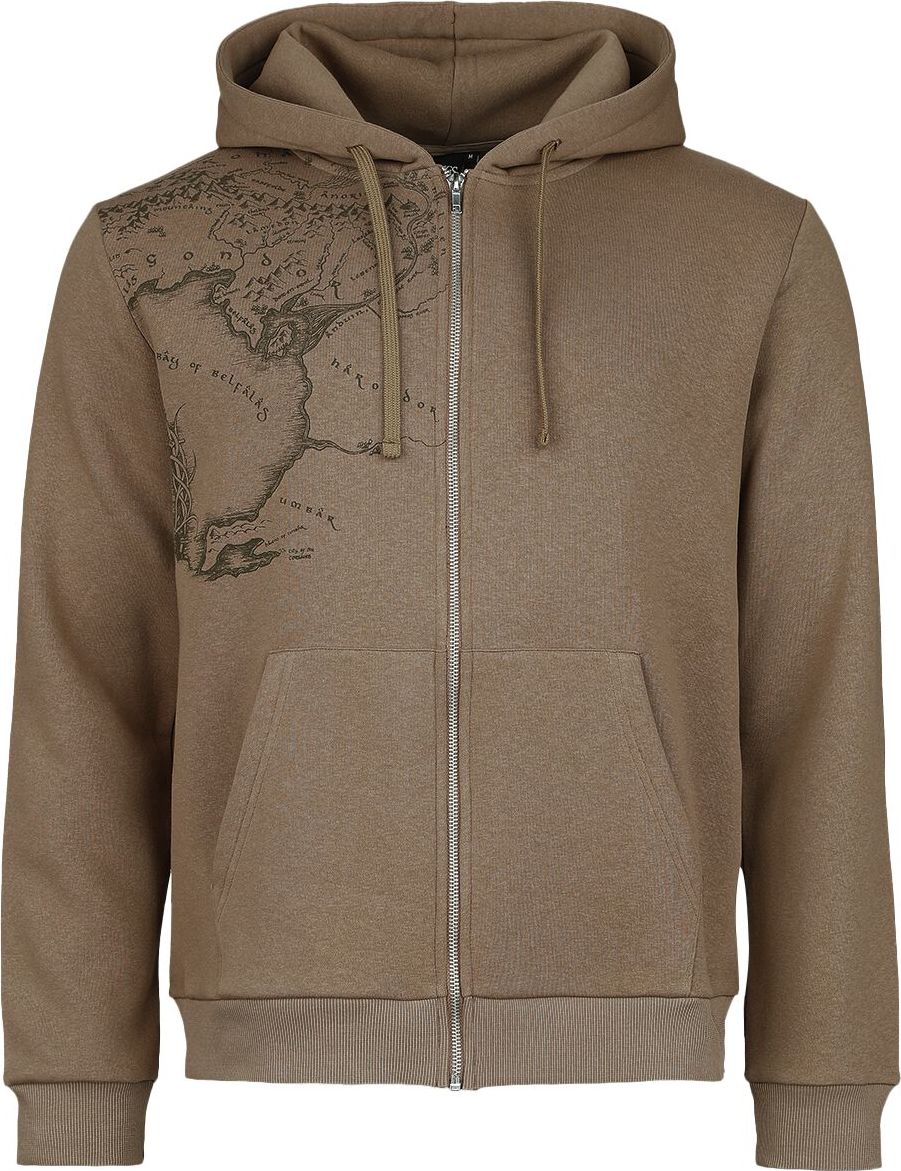 Pán prstenů Rohan Gondor Map Mikina s kapucí na zip světle hnědá - Merchstore.cz Pán prstenů Rohan Gondor Map Mikina s kapucí na zip světle hnědá - Merchstore.cz