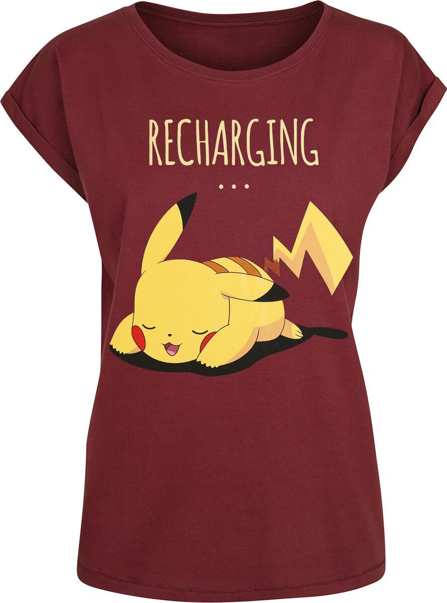 Pokémon Pikachu - Recharging Dámské tričko bordová - Merchstore.cz Pokémon Pikachu - Recharging Dámské tričko bordová - Merchstore.cz