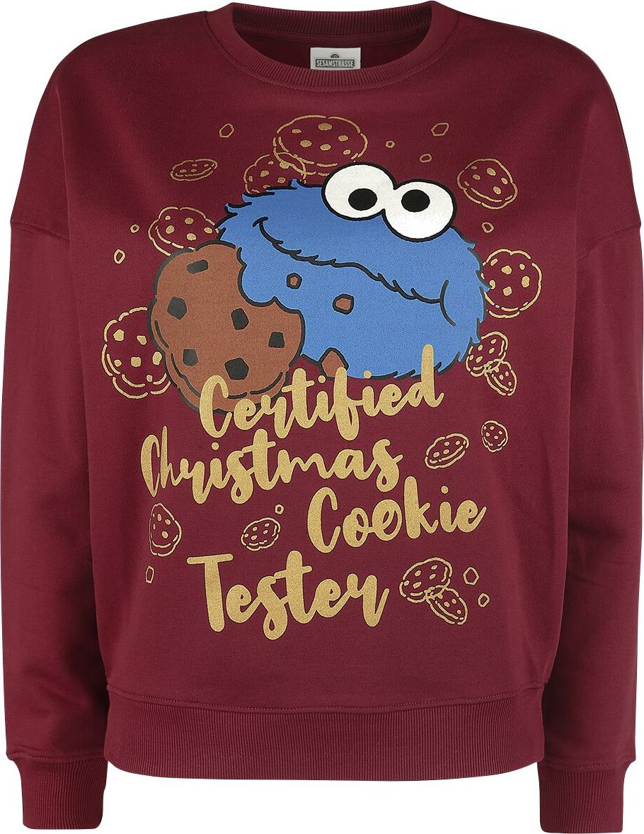 Sesame Street Christmas Cookie Dámská mikina červená - Merchstore.cz Sesame Street Christmas Cookie Dámská mikina červená - Merchstore.cz