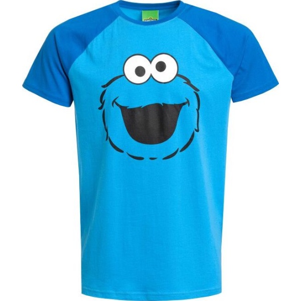 Sesame Street Cookie Monster Face Tričko modrá - Merchstore.cz