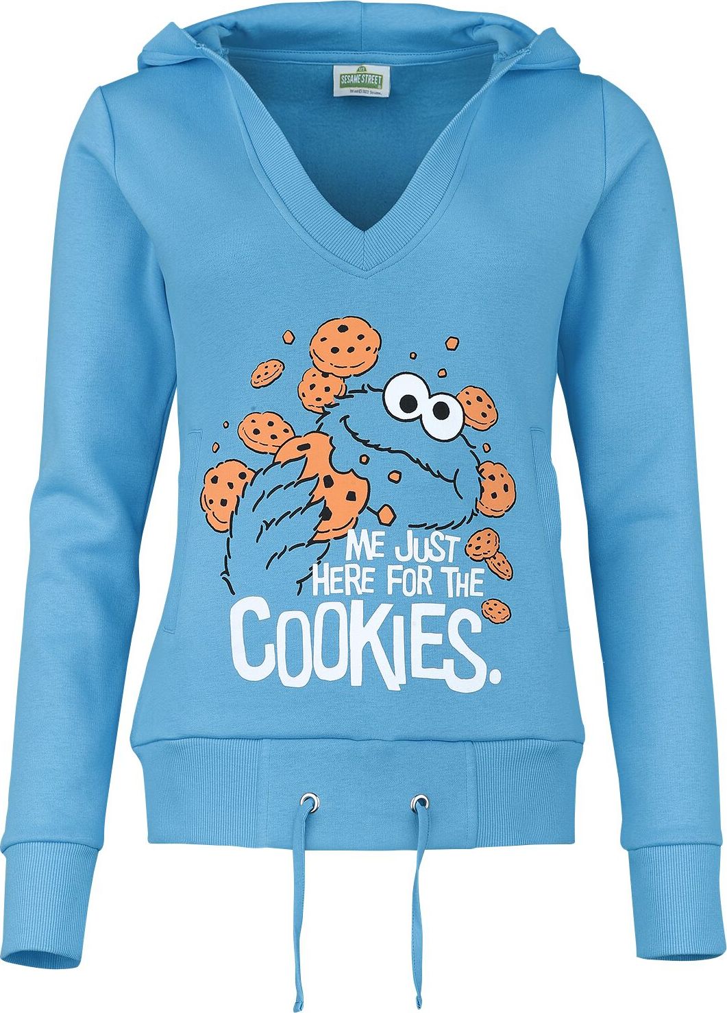 Sesame Street Just Here For The Cookies Dámská mikina s kapucí modrá - Merchstore.cz Sesame Street Just Here For The Cookies Dámská mikina s kapucí modrá - Merchstore.cz