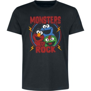 Sesame Street Monsters Of Rock Tričko černá - Merchstore.cz