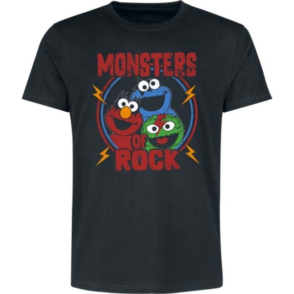 Sesame Street Monsters Of Rock Tričko černá - Merchstore.cz