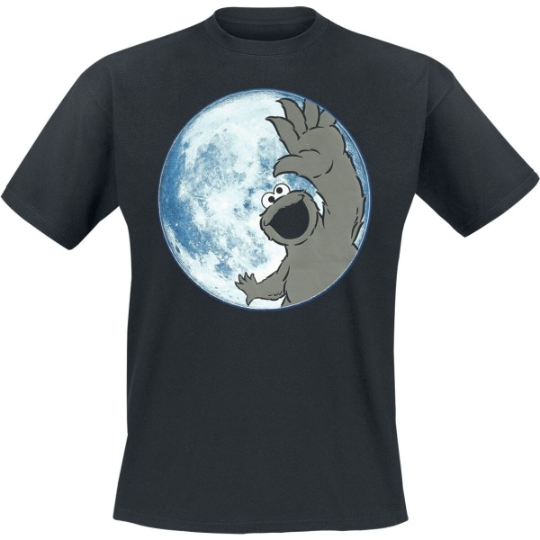 Sesame Street Krümelmonster - Moonlight - Cookie Monster Tričko černá - Merchstore.cz