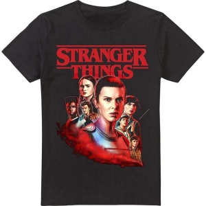 Stranger Things Hawkins Heroes Poster Tričko černá - Merchstore.cz
