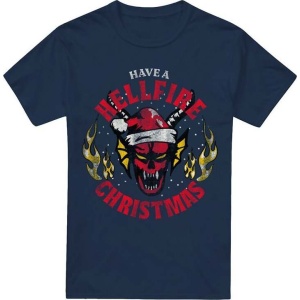 Stranger Things Hellfire Christmas Tričko námořnická modrá - Merchstore.cz