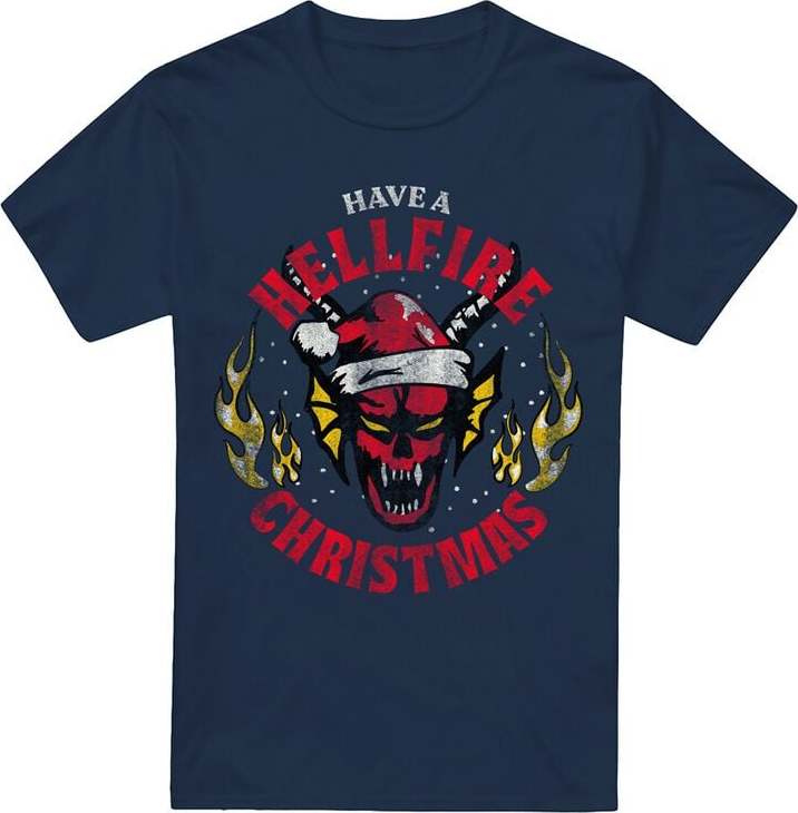 Stranger Things Hellfire Christmas Tričko námořnická modrá - Merchstore.cz Stranger Things Hellfire Christmas Tričko námořnická modrá - Merchstore.cz