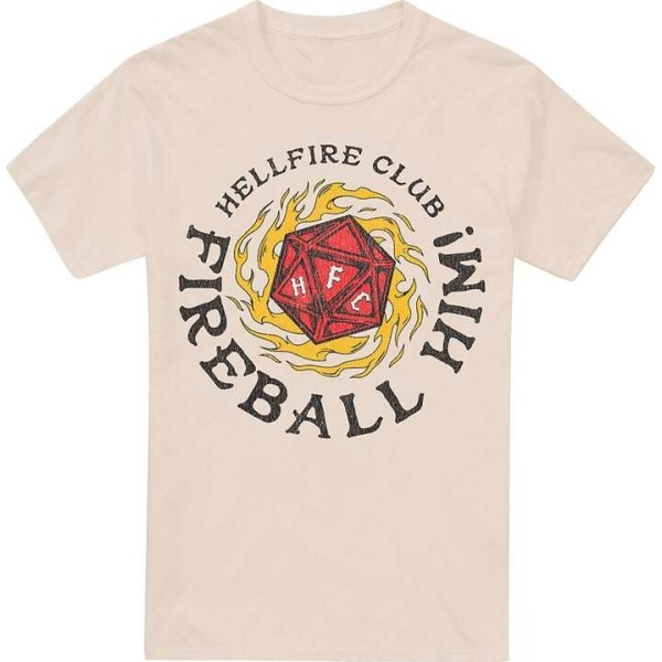 Stranger Things Hellfire Club Fireball Him Tričko krémová - Merchstore.cz