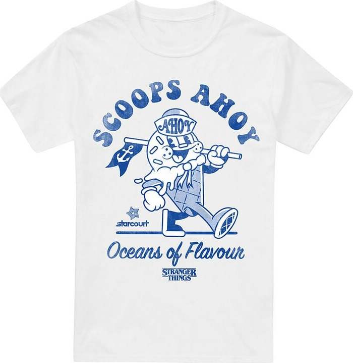 Stranger Things Scoops Ahoy Retro Tričko bílá - Merchstore.cz