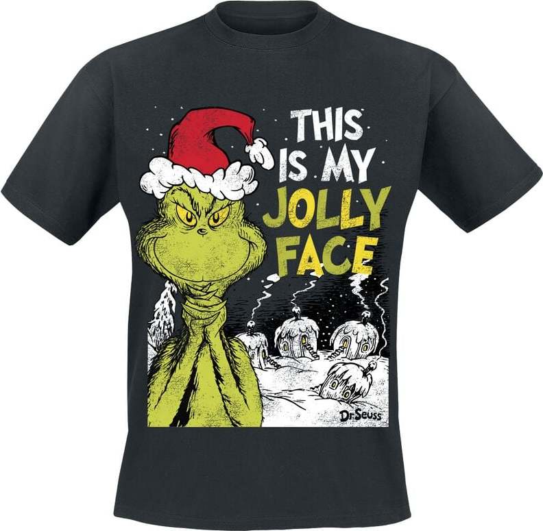 The Grinch This Is My Jolly Face Tričko černá - Merchstore.cz The Grinch This Is My Jolly Face Tričko černá - Merchstore.cz