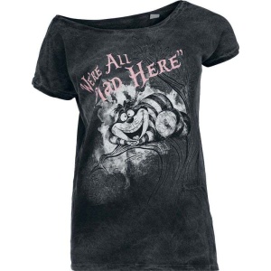 Alice in Wonderland Grinsekatze - We're All Mad Here Dámské tričko černá - Merchstore.cz