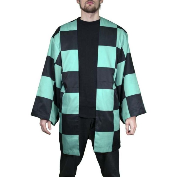Demon Slayer Tanjiro's Haori župan cerná/tyrkysová - Merchstore.cz
