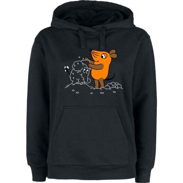 Die Sendung mit der Maus Die Maus Dámská mikina s kapucí černá - Merchstore.cz