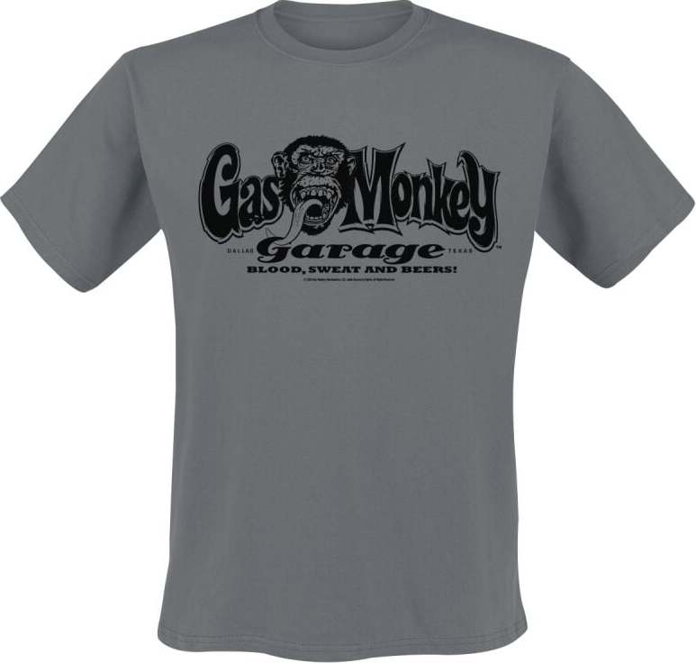 Gas Monkey Garage Logo Tričko šedá - Merchstore.cz Gas Monkey Garage Logo Tričko šedá - Merchstore.cz