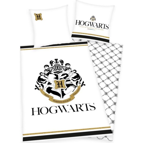 Harry Potter Sada ložního prádla Harry Potter Hogwarts se zlatým potiskem Ložní prádlo bílá - Merchstore.cz