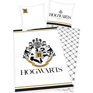 Harry Potter Sada ložního prádla Harry Potter Hogwarts se zlatým potiskem Ložní prádlo bílá - Merchstore.cz