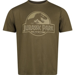 Jurassic Park HD Logo Tričko khaki - Merchstore.cz