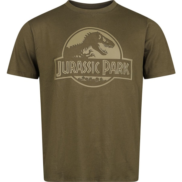 Jurassic Park HD Logo Tričko khaki - Merchstore.cz