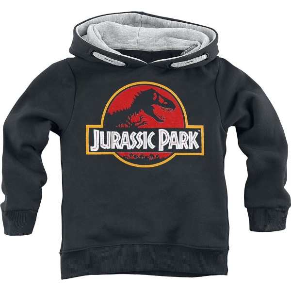 Jurassic Park Kids - Classic Logo detská mikina s kapucí černá - Merchstore.cz