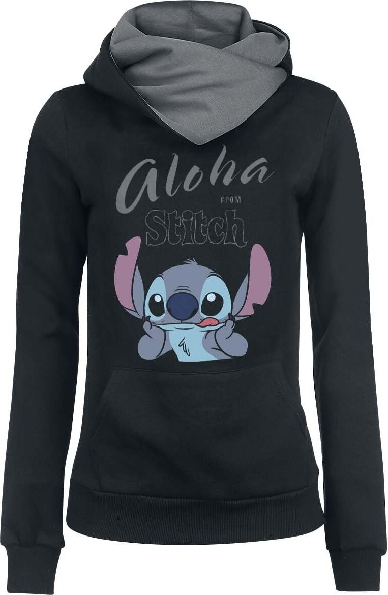 Lilo & Stitch Aloha Dámská mikina s kapucí cerná/šedá - Merchstore.cz Lilo & Stitch Aloha Dámská mikina s kapucí cerná/šedá - Merchstore.cz