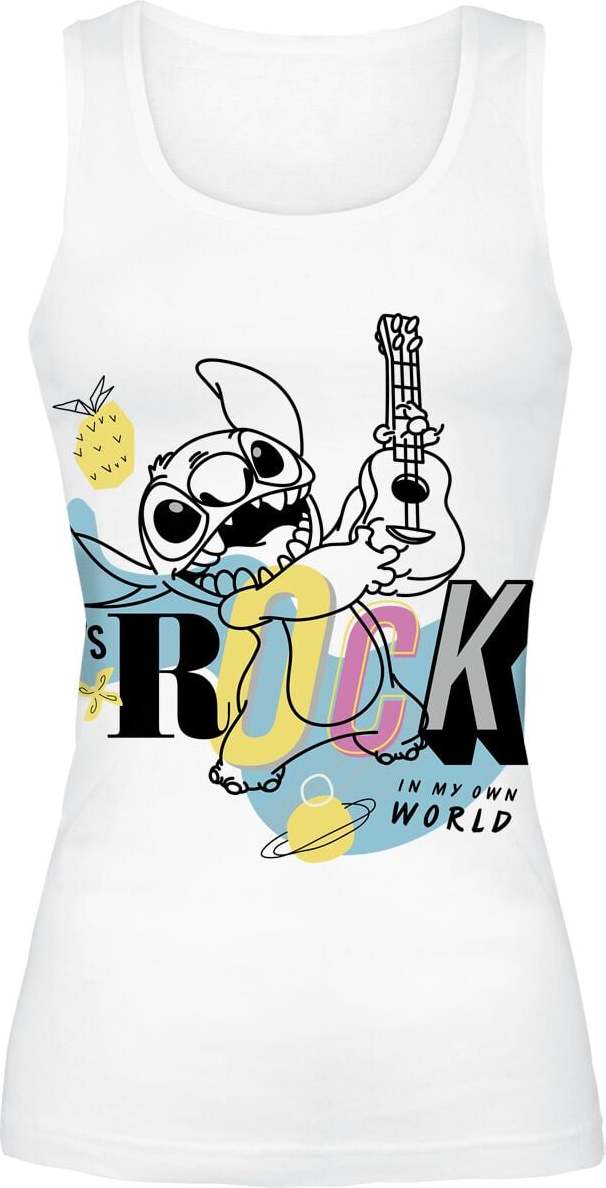 Lilo & Stitch Lets Rock Dámský top bílá - Merchstore.cz Lilo & Stitch Lets Rock Dámský top bílá - Merchstore.cz
