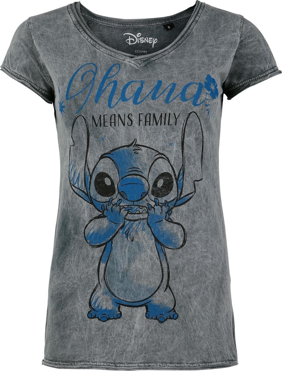 Lilo & Stitch Ohana Dámské tričko světle šedá - Merchstore.cz Lilo & Stitch Ohana Dámské tričko světle šedá - Merchstore.cz