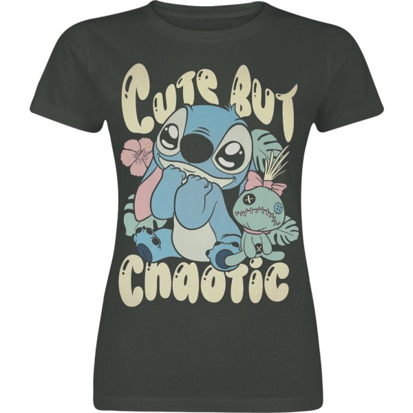 Lilo & Stitch Stitch Cute But Chaotic Dámské tričko charcoal - Merchstore.cz
