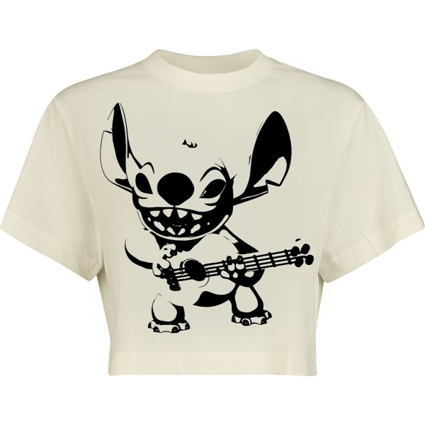 Lilo & Stitch Stitch Guitar Dámské tričko bílá - Merchstore.cz