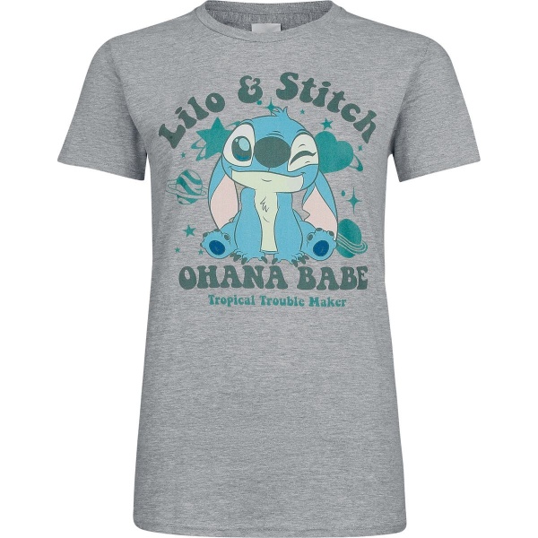 Lilo & Stitch Stitch Ohana Babe Dámské tričko prošedivelá - Merchstore.cz