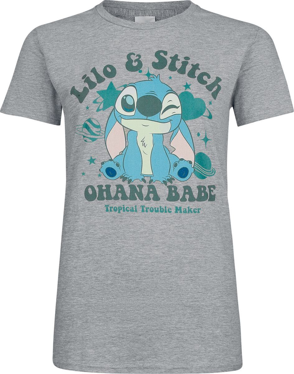 Lilo & Stitch Stitch Ohana Babe Dámské tričko prošedivelá - Merchstore.cz Lilo & Stitch Stitch Ohana Babe Dámské tričko prošedivelá - Merchstore.cz