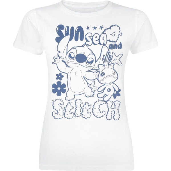Lilo & Stitch Sun Sea And Stitch Dámské tričko bílá - Merchstore.cz