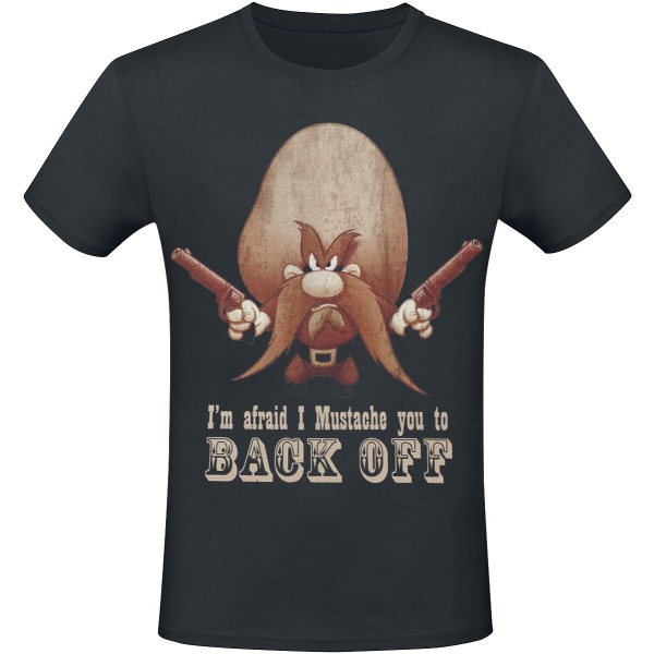 Looney Tunes I'm Afraid I Mustache You To Back Off Tričko černá - Merchstore.cz