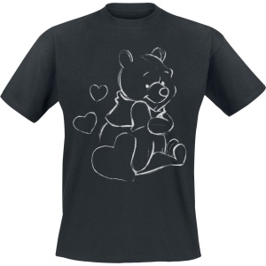Medvídek Pu Outline Sketch Tričko černá - Merchstore.cz