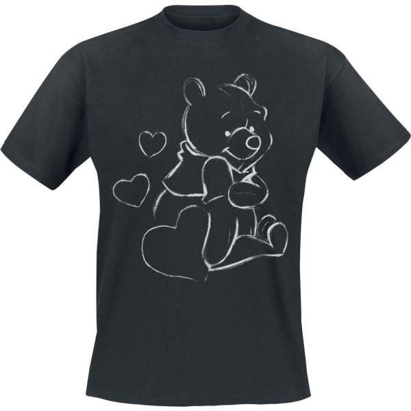 Medvídek Pu Outline Sketch Tričko černá - Merchstore.cz