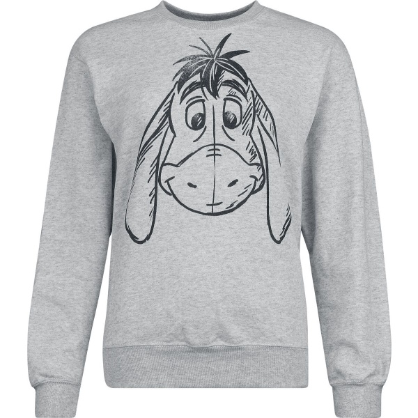 Medvídek Pu Winnie The Pooh Eeyore Sketchy Face Dámská mikina prošedivelá - Merchstore.cz