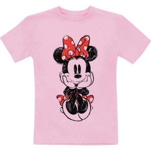 Mickey & Minnie Mouse Kids - Sitting Minnie Sketch detské tricko růžová - Merchstore.cz
