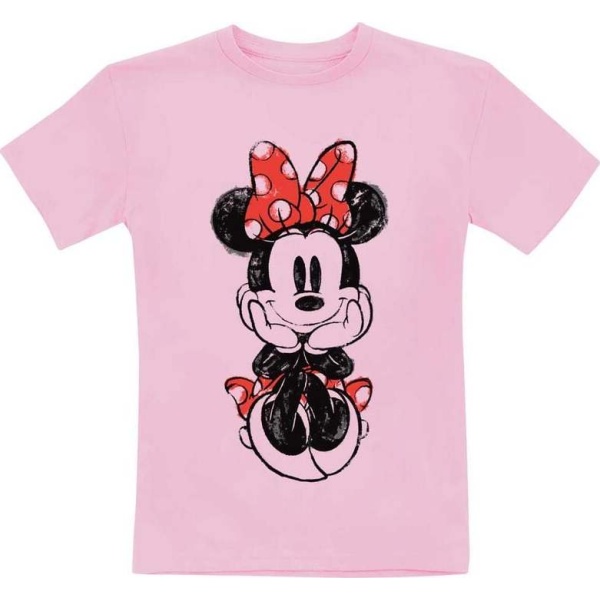 Mickey & Minnie Mouse Kids - Sitting Minnie Sketch detské tricko růžová - Merchstore.cz