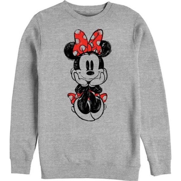 Mickey & Minnie Mouse Sitting Minnie Sketch Mikina šedá - Merchstore.cz