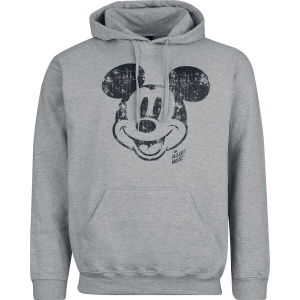 Mickey Mouse Mickey Face Distress Mikina s kapucí světle šedá - Merchstore.cz