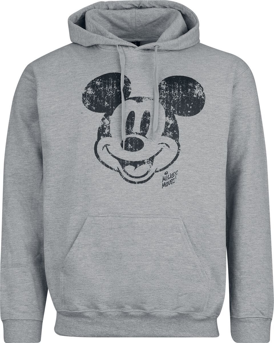 Mickey Mouse Mickey Face Distress Mikina s kapucí světle šedá - Merchstore.cz Mickey Mouse Mickey Face Distress Mikina s kapucí světle šedá - Merchstore.cz