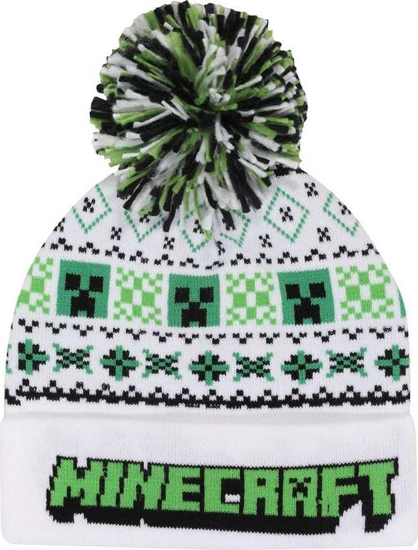 Minecraft Ski Pom Bambule cerná/zelená/bílá - Merchstore.cz Minecraft Ski Pom Bambule cerná/zelená/bílá - Merchstore.cz