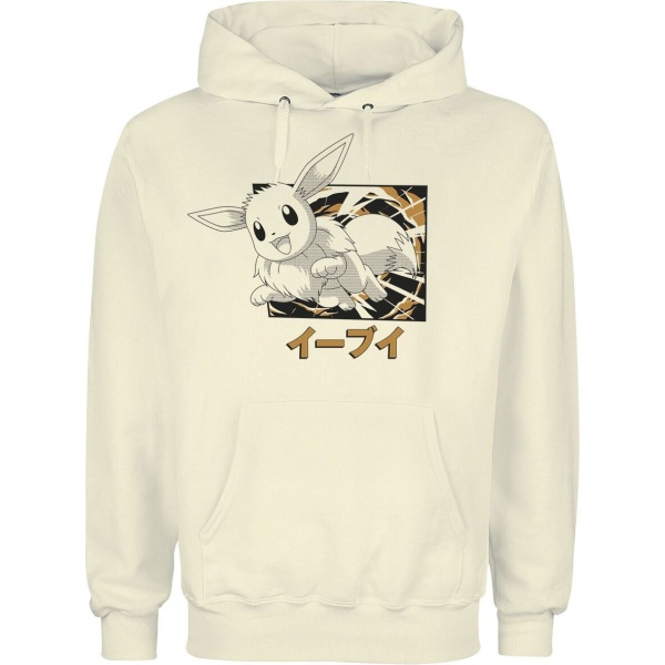Pokémon Evoli Evolutionen Katakana Mikina s kapucí přírodní - Merchstore.cz