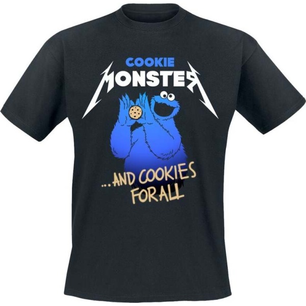 Sesame Street Cookie Monster ... And Cookies For All Tričko černá - Merchstore.cz