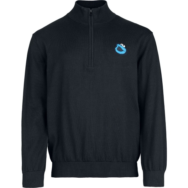 Sesame Street Bunda Cookie Monster se zapínáním na zip Mikina černá - Merchstore.cz