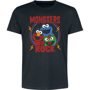 Sesame Street Monsters Of Rock Tričko černá - Merchstore.cz