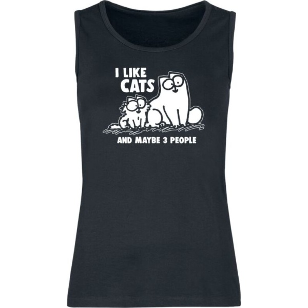 Simon's Cat I Like Cats And Maybe 3 People Dámský top černá - Merchstore.cz